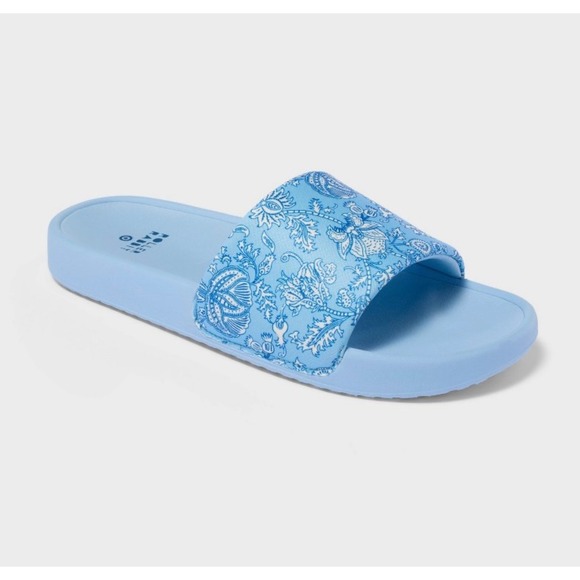 Roller Rabbit x Target Shoes - Roller Rabbit x Target Blue Paisley Floral Slide Sandals Womens Summer Shoes